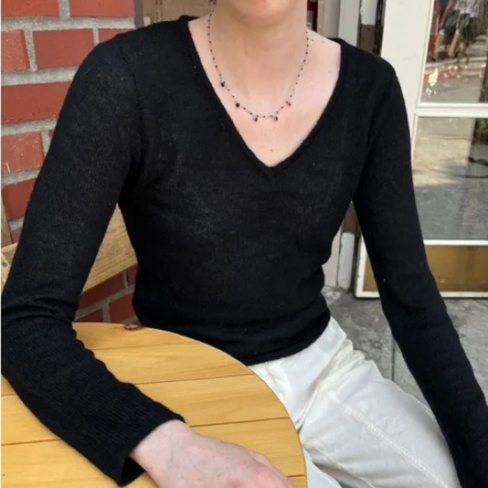 Brandy melville black andi v neck mohair sweater (brand new)